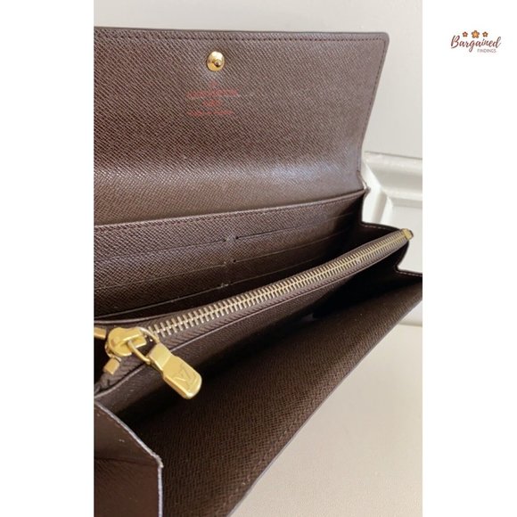 Authentic Louis Vuitton Vintage Damier Ebene Coated Canvas Leather Sarah Long Wa - Picture 9 of 12